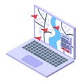 Laptop store locator icon isometric vector. Shop app