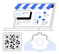 Online Storefront with QR Code and Gear Symbolizing E-commerce and Digital Configuration Royalty Free Stock Photo