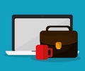 Laptop suitcase and Worktime design Royalty Free Stock Photo