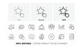 Laptop, Swipe up and Energy inflation line icons. For web app, printing. Line icons. Vector