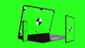 Laptop, tablet computer, smartphone with green screens. 3D animation for presentation on mockup screen.