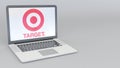 Laptop with Target Corporation logo. Computer technology conceptual editorial 3D rendering