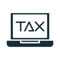 Laptop with tax obligation ebusiness silhouette style