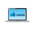 Laptop teamwork message illustration design