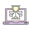 Laptop technology searching with hourglass icon