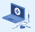 Laptop telemedicine service with stethoscope