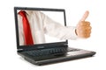 Laptop and thumb up Royalty Free Stock Photo