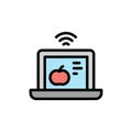 Laptop, tomato icon. Simple color with outline vector elements of automated farming icons for ui and ux, website or mobile Royalty Free Stock Photo