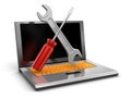 Laptop and tools (clipping path included) Royalty Free Stock Photo