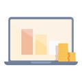 Laptop trade graph icon cartoon vector. Money education