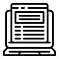 Laptop transcription icon outline vector. Text assistant