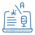 Laptop Translation Program doodle icon hand drawn illustration