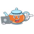 With laptop transparent teapot character cartoon