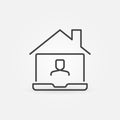 Laptop Under Roof line icon. Work from Home vector symbol