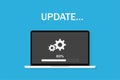 Laptop update blue processing screen upgrade application Flat design. EPS 10