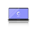 Laptop update icon. Laptop software update. Downloading data concept simple design on isolated background. Eps 10 vector
