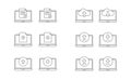 Laptop, upload and download icon line vector design