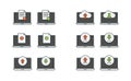 Laptop, upload and download icon vector design