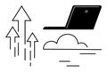 Laptop with Upward Arrows and Cloud Representing Growth, Technology, and Cloud Computing Royalty Free Stock Photo