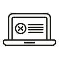 Laptop user ban icon outline vector. Digital expel