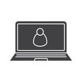 Laptop user glyph icon