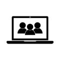 Laptop user icon vector, group communication symbol.