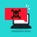 Laptop vector alert, malware concept, spam data, web fraud, insecure connection, online fraud, virus
