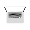 Laptop vector illustration, top view. Computer, pc, device, display