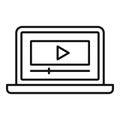 Laptop video lesson icon, outline style