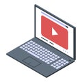 Laptop video play icon, isometric style Royalty Free Stock Photo