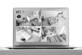 Laptop with view from CCTV cameras Royalty Free Stock Photo