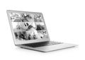 Laptop with view from CCTV cameras on white background Royalty Free Stock Photo