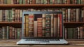 The laptop and vintage books.AI generated image Royalty Free Stock Photo