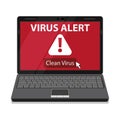 Laptop and virus alert message on screen. Royalty Free Stock Photo