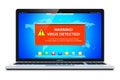 Laptop with virus attack warning message on screen Royalty Free Stock Photo