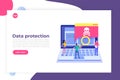 Laptop virus malware trojan notification or alert. Hacker attack, Data Protection vector concept