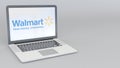 Laptop with Walmart logo. Computer technology conceptual editorial 3D rendering