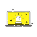 Laptop warning icon. Laptop danger symbol. Security threat. Vector illustration