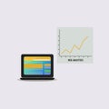 Laptop with website analytic stats graph design vector illustration Royalty Free Stock Photo