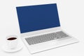 Laptop with a white cup black coffee Royalty Free Stock Photo