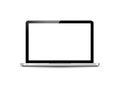 Laptop white screen. Pc silver monitor. Blank notebook screen. Digital business technology object. Desktop computer Royalty Free Stock Photo