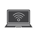 Laptop wifi connection glyph icon