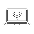 Laptop wifi connection linear icon