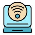 Laptop wifi icon vector flat