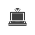 Laptop wifi signal vector icon