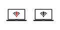 Laptop with WiFi warning icon. Internet connection error and network problem symbol Royalty Free Stock Photo