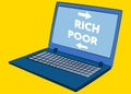 Laptop with the word Poor or Rich with arrows