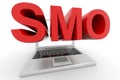 Laptop with a word SMO on a screen. Royalty Free Stock Photo