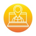 Laptop world location pointer online education and development elearning gradient style icon