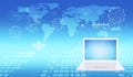 Laptop with world map and molecule Royalty Free Stock Photo